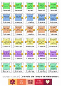 atividade para controlar o uso de eletrônicos